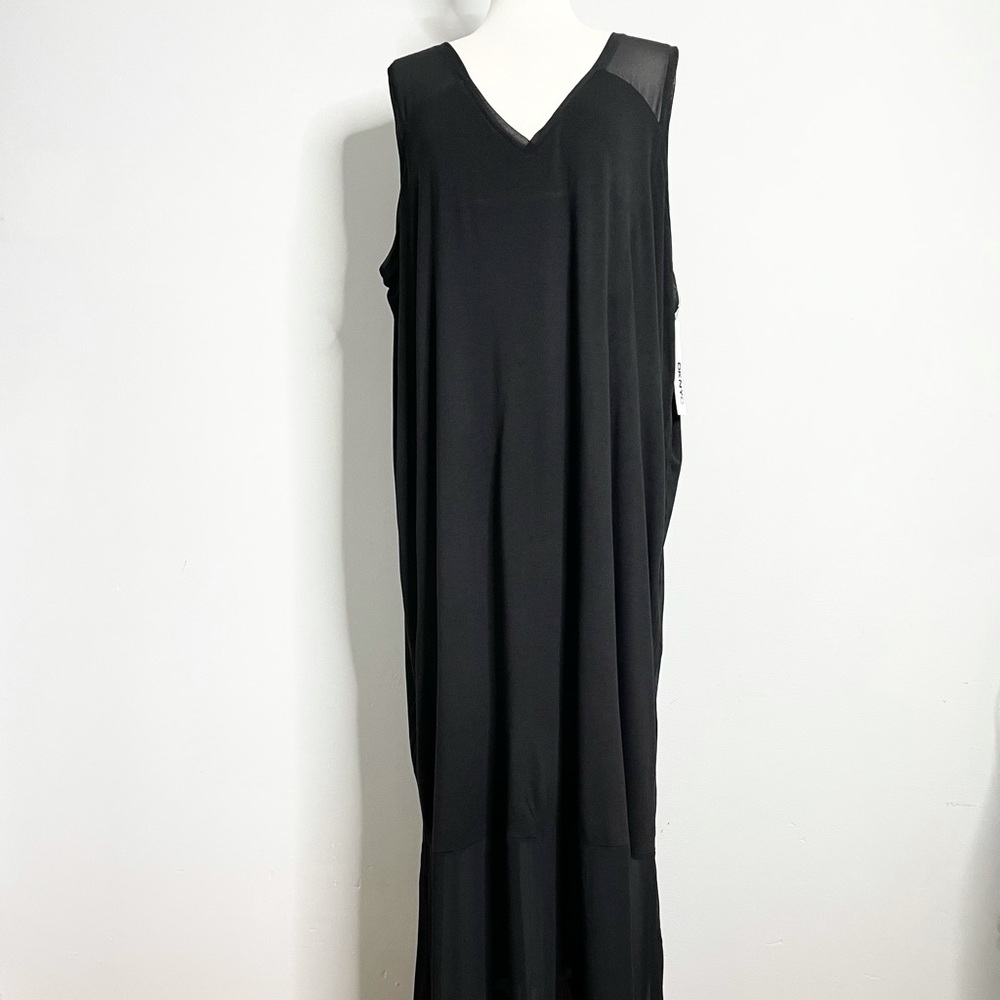 DKNYC WOMAN City Icon Sleeveless V-Neck Sheer Panel Maxi Dress